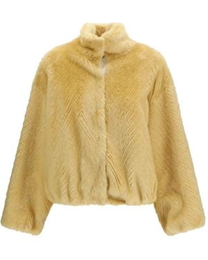 forte_forte Chaqueta De Pelo Artificial Con Motivo Chevron - Amarillo