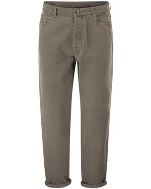 Brunello Cucinelli Vaqueros Tapered Con Diseño De Cinco Bolsillos - Gris