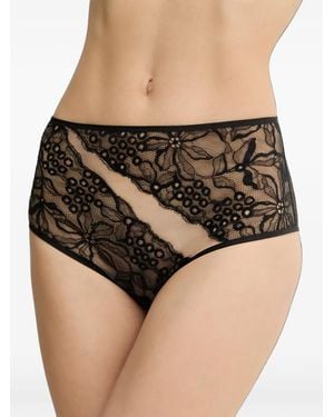 Chantelle Roxane Floral-Lace Mesh Briefs - Black