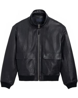 Proenza Schouler Sterling Zip Leather Bomber Jacket - Blue