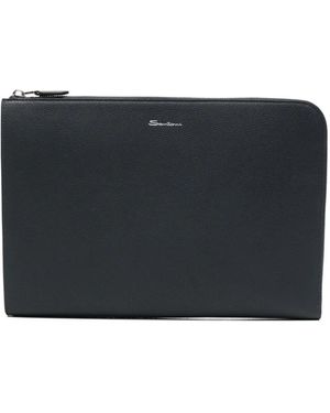 Santoni Leather Briefcase - Black