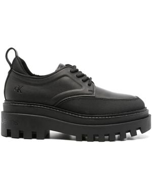 Calvin Klein Flatform Leather Derby Shoes - Black