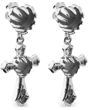 Stolen Girlfriends Club Cross Sterling- Earrings - White