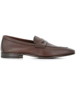 Henderson Grained-Leather Loafers - Brown