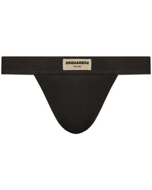 DSquared² Logo-Patch Thong - Black