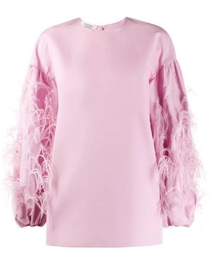 Valentino Garavani Feathered Sleeve Top - Pink