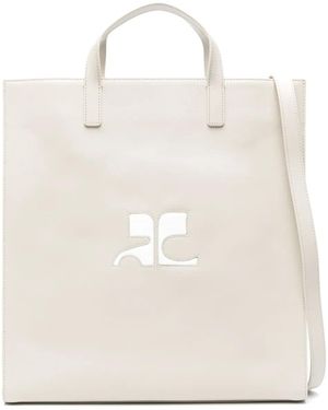 Courreges Heritage Leather Tote Bag - Natural