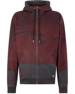 Roberto Cavalli Hooded Abstract-Print Zip-Up Sweatshirt - Red