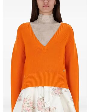 Ganni V-Neck Cashmere Pullover - Orange