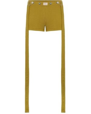 Jean Paul Gaultier Ribbed Patch-Detail Trousers - Yellow