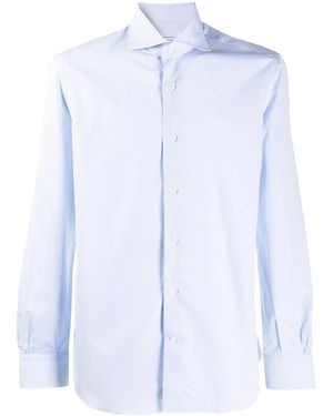 Mazzarelli Hemd Mit Kleinem Karomuster - Blau