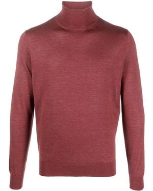 Colombo Roll-Neck Fine Knit Sweater - Red