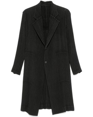 Issey Miyake Hatching Pleats コート - ブラック