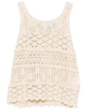 Semicouture Openwork Sleeveless Top - Natural