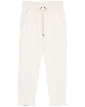 Brunello Cucinelli Drawstring Stitched-Crease Track Trousers - White