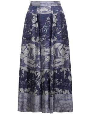 Pierre Louis Mascia Gonna Midi Aloe Svasata - Blu
