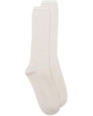 Eleventy Calcetines de canalé - Blanco