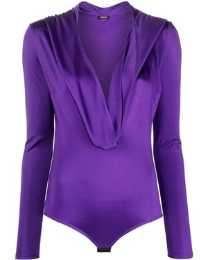 Versace Body Con Cuello Desbocado Y Capucha - Morado
