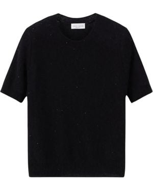 Roberto Collina Sequin-Embellished Short-Sleeve Sweater - Black