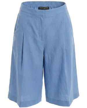 Ermanno Scervino Short En Lin À Plis - Blue