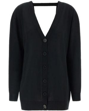 Nude V-Neck Button-Up Cardigan - Blue