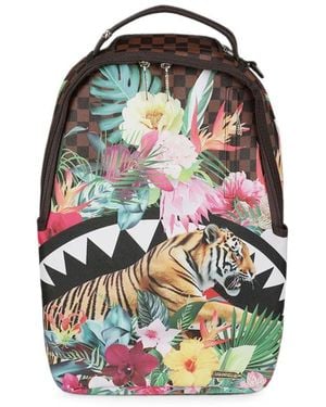 Sprayground Savage Bloom Shark Mouth Floral-Print Backpack - Blue