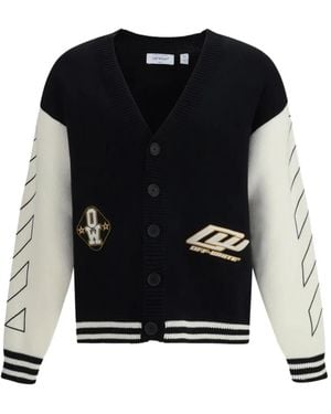 Off-White c/o Virgil Abloh Varsity Embroidered Cardigan - Black