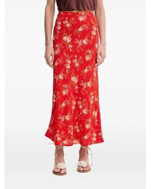 Never Fully Dressed Floral Long Skirt - Red