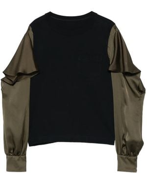 Sacai Ruffled Long-Sleeve Blouse - Black