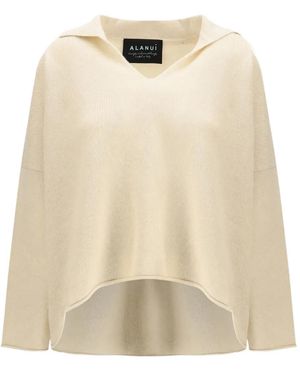Alanui V-Neck Cashmere Sweater - Natural