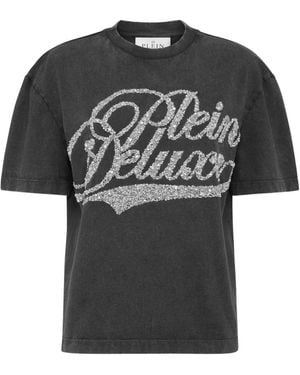 Philipp Plein Sequin-Embellished Logo-Lettering T-Shirt - Black