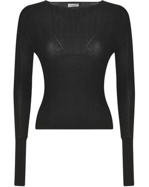 Lanvin Ribbed Long-Sleeve Top - Black