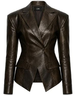 OW Collection Kaya Asymmetric-Hem Blazer - Black