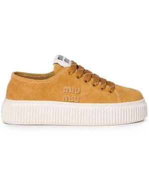 Miu Miu Sneakers Aus Wildleder - Natur
