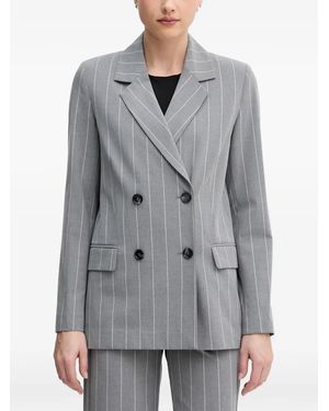 Benetton Pinstripe Double-Breasted Blazer - Grey