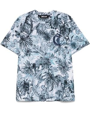 Just Cavalli Monogram Jungle-Print T-Shirt - Blue