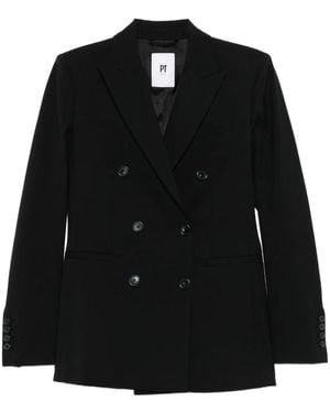 PT Torino Double-Breasted Wool Jacket - Black