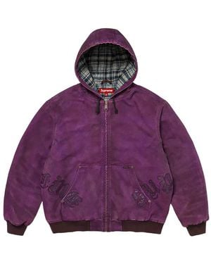 Supreme Veste À Capuche Et Appliqué En Cuir - Purple