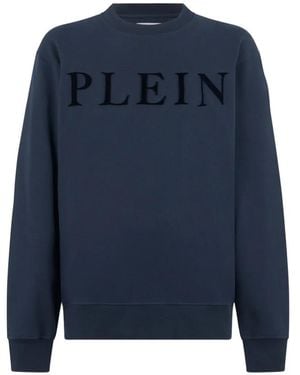Philipp Plein Felpa Girocollo Con Applicazione - Blu