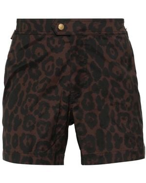 Tom Ford Badeshorts Mit Geparden-Print - Schwarz