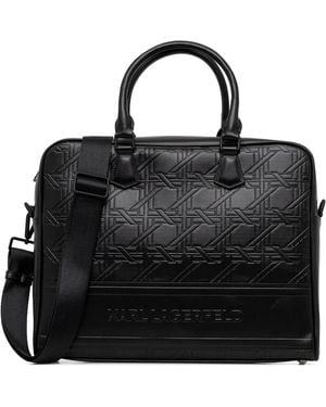 KARL LAGERFELD Embossed-Patternl Briefcase - Black