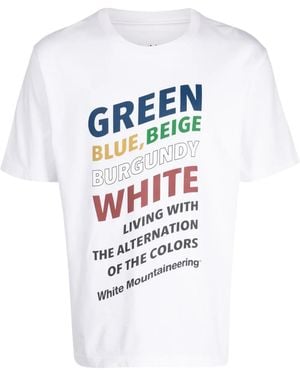White Mountaineering Slogan-Print Cotton T-Shirt - White