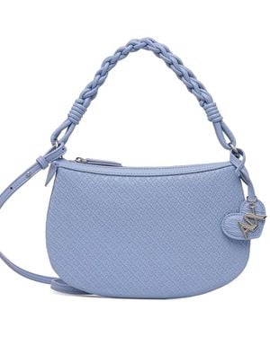 ARMANI EXCHANGE Mini Monogram-Embossed Braided-Handle Shoulder Bag - Blue