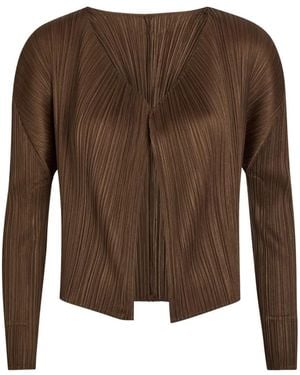 Issey Miyake Pleated-Design Cardigan - Brown