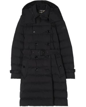 Burberry Mid-Length Nylon Audley Puffer Coat - Black