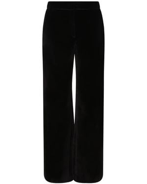 Genny Velvet Wide-Leg Trousers - Black