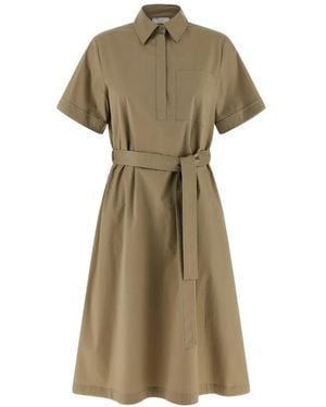 Peserico A-Line Belted Shirt Dress - Natural