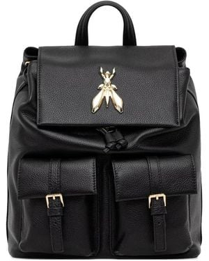 Patrizia Pepe Fly-Plaque Buckled-Pocket Backpack - Black