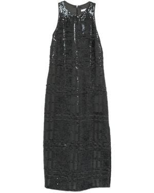 Peserico Robe Mi-Longue À Ornements De Sequins - Black