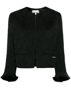 Miu Miu Matelassé Jacquard Jacket - Black